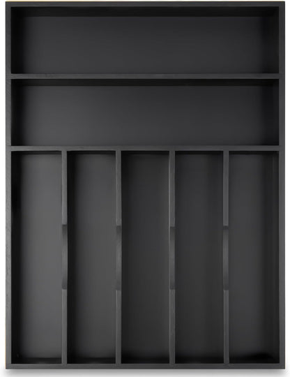 Silverware Organizer Kitchen Drawer Organizer Utensil Organizer Bamboo Silverware Holder Cutlery Organizer in Drawer Flatware Organizer Tray(7 slots, Black