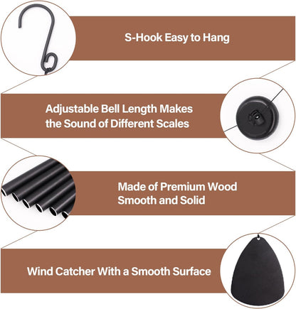 Wind Chimes for Outside, Large Aluminum Wind Chimes – Deep Tones & Soothing Melodies Ideal for Garden, Patio Decor, and Windchimes Outdoors for Loss of Loved One (32'' Black)