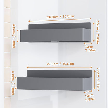 Magnetic Spice Rack for Refrigerator, Kitchen Organizer and Storage Shelf, Grey(2 Pack)