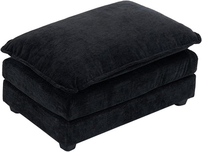 Karl home Modular Ottoman for Sectional Sofa, Chenille Comfy Upholstered Furniture for Living Room, Apartment, Studio, Office, (Ottoman, Black)