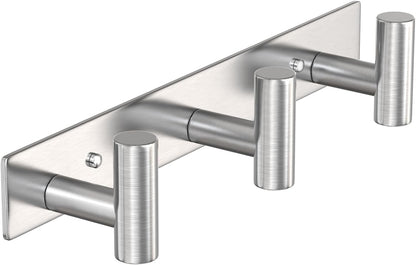 VAEHOLD Silvery Hat and Coat Wall Mount Rack - 3 Hooks for Robes, Bags, Keys, and Towels - Bathroom Towel Hanger Organizer (1 Pack)