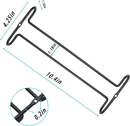 10 Inch Wine Glass Rack Under Cabinet Shelf Stemware Storage Hanging Hanger Organizer Glasses Holder with Drying Under Counter Metal for Kitchen and Bar Set of 2 Black