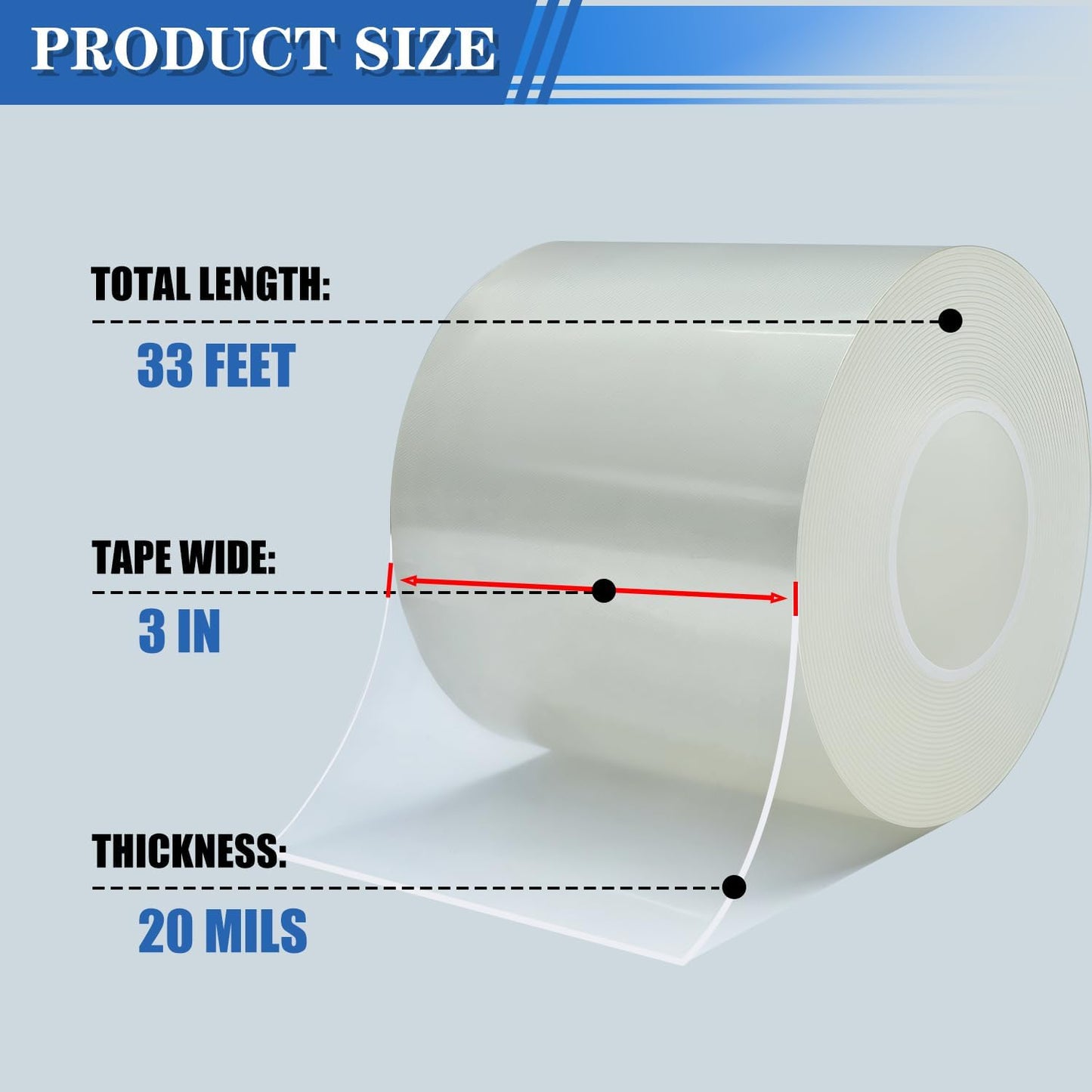 Window Weather Sealing Tape 3 in x 33 FT Weather Stripping Weatherproof Draft Stopper Clear Window Insulation Tape for Doors Windows Garages RVs Energy Saving Kit
