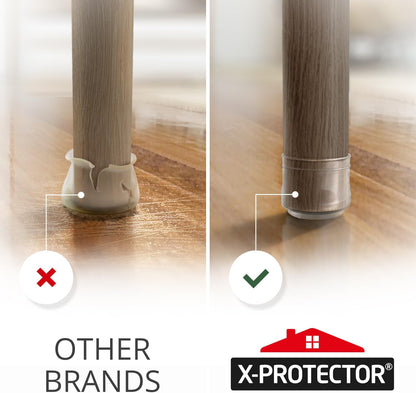 X-Protector Silicone Chair Leg Floor Protectors with Non-Slip Furniture Pads - 24 PCS 1.3" - 2" - Anti-Slip Chair Leg Covers - Non-Skid Furniture Leg Caps - Furniture Pads for Hardwood Floors!