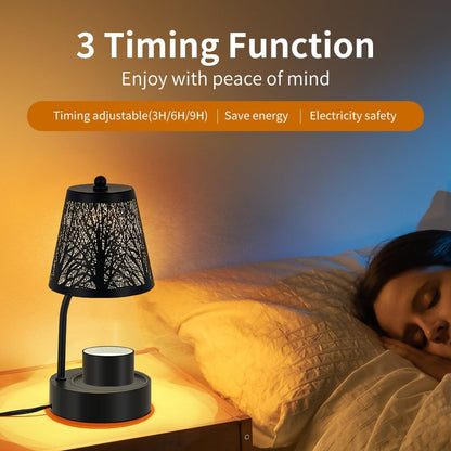 Black Tree ﻿Candle Warmer Lamp, LED Colors Changing Candle Warmer with Timer, Bedroom Living Room Home Decor Wax Melting Warmer for Jar Candles (Black Tree)