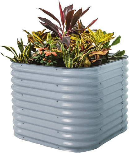 Vego garden 32" Extra Tall Raised Garden Bed Kits,4 in 1 Modular Raised Planter Box for Vegetables Flowers Fruits Oval Metal Raised Garden, Sky Blue