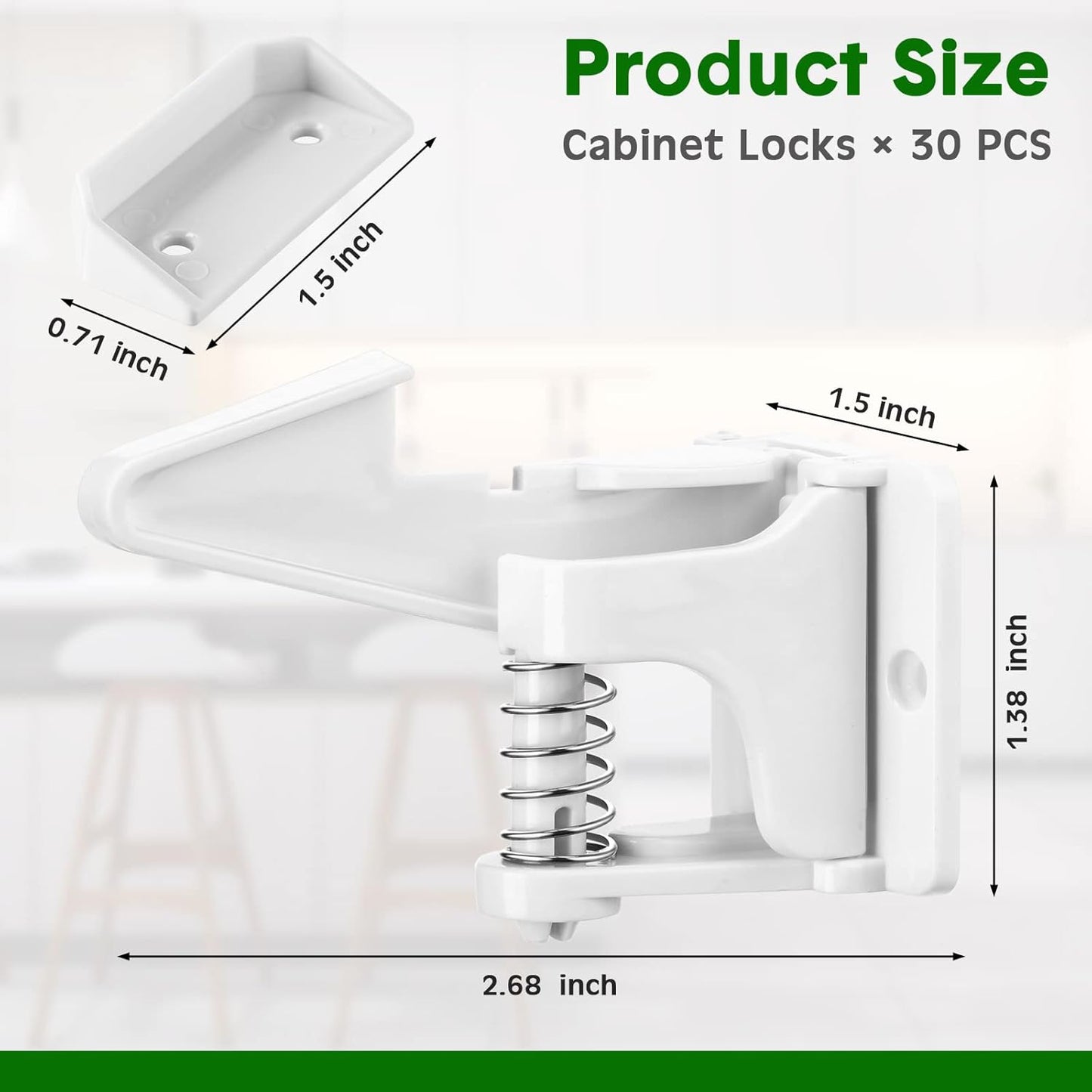 Tuanse 30 Pcs Cabinet Locks Invisible Safety Drawer Latches with Screws Self Adhesive Cabinet Drawer Locks for Home Kitchen Furniture Door Latches(White)