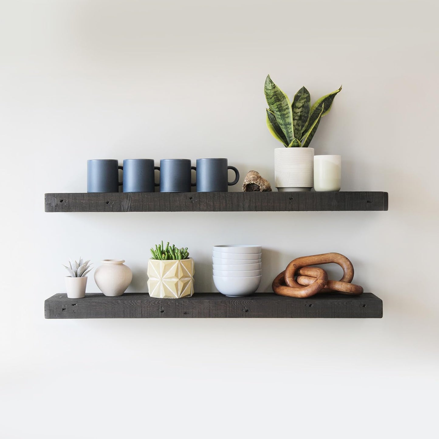 Urban Legacy Reclaimed Barnwood Planks | Floating Shelves for Wall w/Flush Mount Shelf Bracket Set Included | Set of 2 (Coffee Bean, 24"x7"x 2")