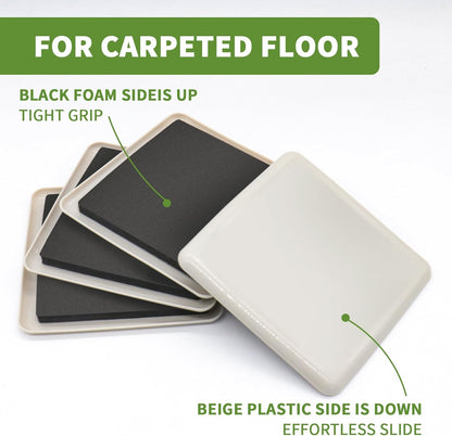 Furniture Sliders for Carpet 8 PCS - 5 inch Furniture Moving Slider Chair Legs Floors Protectors Square Furniture Movers Sliders – Move Your Furniture Easy & Safely(for Carpet)