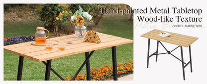 Sophia & William Outdoor Bar Set, Patio Bar Table and Chairs Set, Bar Height Patio Set - 2 x Swivel Bar Chairs(Grey), 1 x Rectangular Bar Table(Wood-Like)