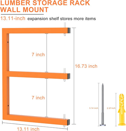 6 PACK Lumber Rack Wall-Mounted Lumber Storage Rack, Heavy Duty Wood Storage Racks With 9-Level System, 1980 LB Sturdy Garage Wood Organizer, Hanging Orange Lumber Metal Racks for Indoor & Outdoor
