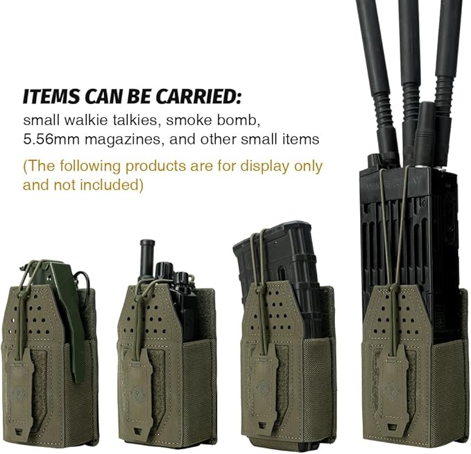 Tactical Radio Holster Molle Radio Pouch Universal Radio Holder For Walkie Talkie Motorola BaoFeng UV-5R BF-F8HP Adjustable Storage Rifle Magazine Pouch(Ranger Green)