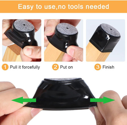 32 Pcs Chair Leg Protectors for Hardwood Floors, Silicone Felt Furniture Leg Cover Pad for Protecting Floors from Scratches and Noise, Smooth Moving，Small(Fit Round Diameter：5/16" to 1-5/16")