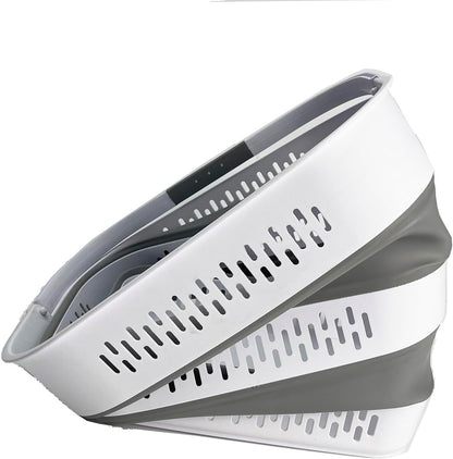 SAMMART 40L (10.5 Gallon) Collapsible Plastic Laundry Basket with Handles - Foldable Pop Up Storage Container/Organizer - Portable Laundry Hamper - Space Saving (1, White/Grey)