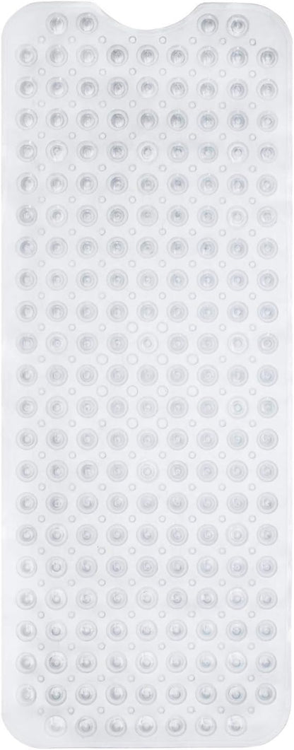 ENKOSI Bath Mat – 40 x 16 Inch Extra Long Non Slip Bathtub Mat – Anti Slip Clear Shower Mat with Suction Cups and Drain Holes – Bathroom Mat for Bath Tub and Smooth Shower Floors (40x16 Clear)