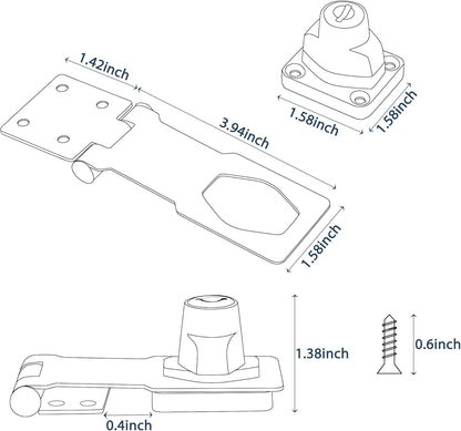 Alise Keyed Hasp Lock,4 Inch Safety Packlock Clasp Hasp Lock Latch with Lock,Door Hinge Lock with Keys Keyed Locking Hasp for Cabinets Closets Doors,Bronze