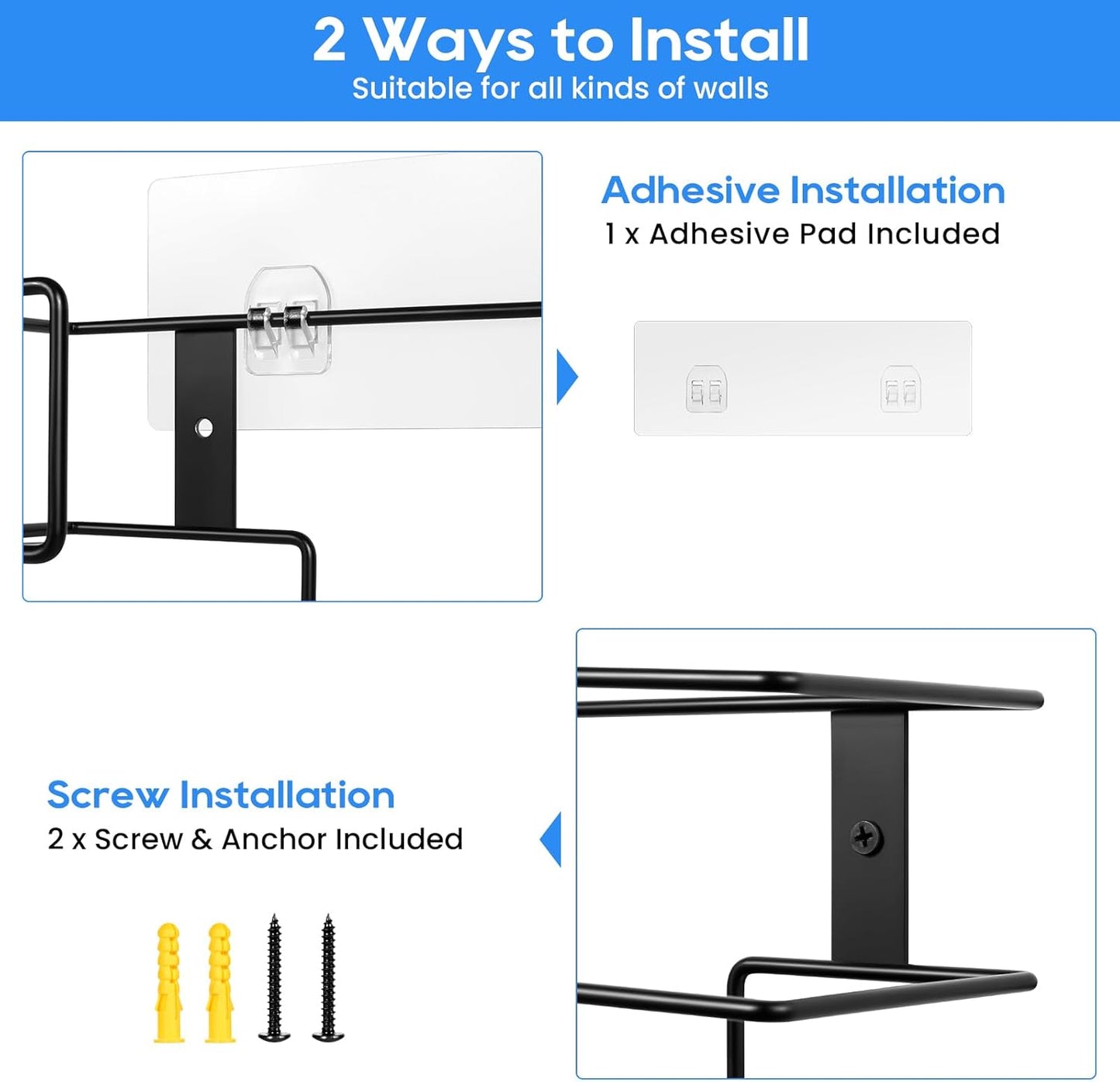 THYGIFTREE Glove Box Holder Wall Mount Disposable Glove Dispenser, Metal Glove Rack for Rubber Latex Gloves Organizer Facial Tissue, Black 1pc
