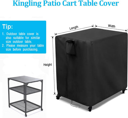 Kingling Outdoor Table Cover for Patio Cart Table, Waterproof Outdoor Grill Prep Table Cover Prep Cart Table Cover - 32" L x 27" W x 30" H