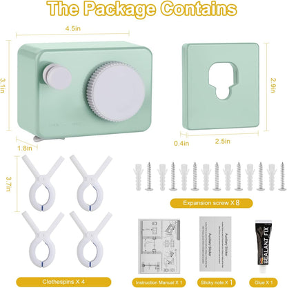 Retractable Clothesline Indoor/Outdoor, Anti-Sag for Drying Clothes Line Retracting Indoor/Outdoor, We Equipped This 13.8 Fts Laundry line Retractable with 4 Large Clips