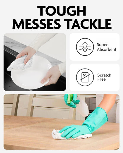 Fantasticlean Microfiber Cleaning Cloth Roll -75 Pack, Tear Away Microfiber Towels, 12" x 12", Reusable, Washable, Scratch Free, Ultra Absorbent Dish Rags for Car, Home, Garage or Shop (White)