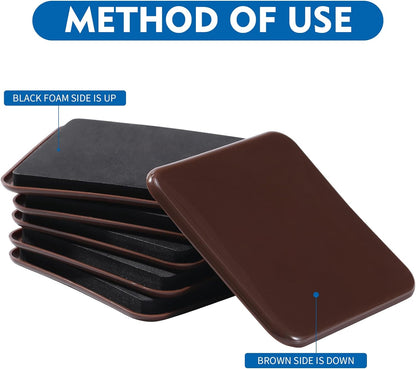Furniture Sliders, 8pcs 4.7 inch Square Furniture Moving Kits Carpet Sliders for Moving Furniture, Heavy Duty Furniture Movers - Protect The Surface of Carpet, Easily Move Any Items!