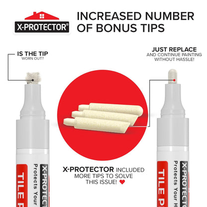 X-Protector Water Based Grout Marker - 1 PC with 4 Tips, White