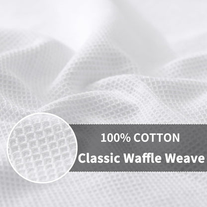 Homaxy 100% Cotton Waffle Weave Kitchen Towels - 6 Pack Soft and Absorbent Dish Towels - 16 x 26 Inches Quick Dry Hand Towels - White