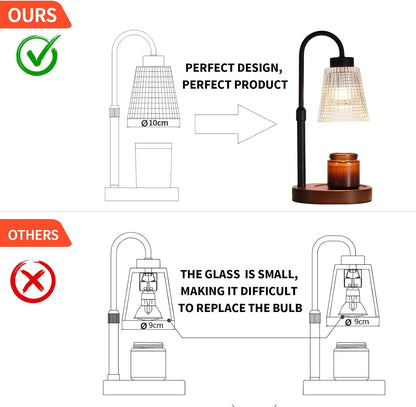 Black Candle Warmer Lamp WithTimer and Dimmer,Fragrance Electric Wax Melt Warmer with 2 Bulbs,Scented Jar Lamp,Mother's Day/Birthday/Christmas Gifts for Mom/Wife,Home Decor,Adjustable Height