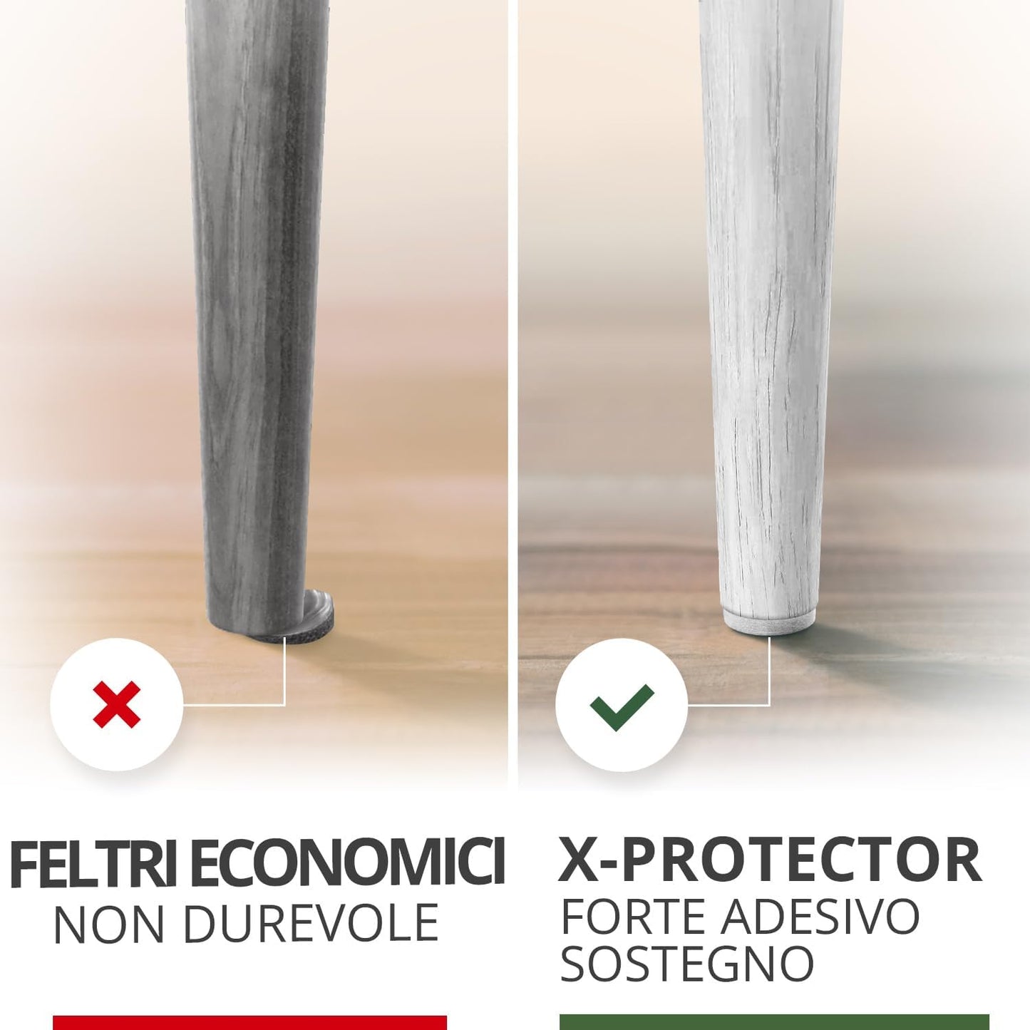 Felt Furniture Pads X-PROTECTOR - 48 Premium Felt Pads Floor Protector - Chair Felts Pads for Furniture Feet Wood Floors - Best Furniture Pads for Hardwood Floors - Protect Your Hard Floors! (White)