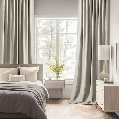 MIULEE Stone Back Tab Blackout Curtain 96 Inch Long 2 Panels Set for Bedroom, Rod Pocket/Pinch Pleat Thermal Insulated Living Room Darkening Pleated Light Blocking Floor to Ceiling Drape