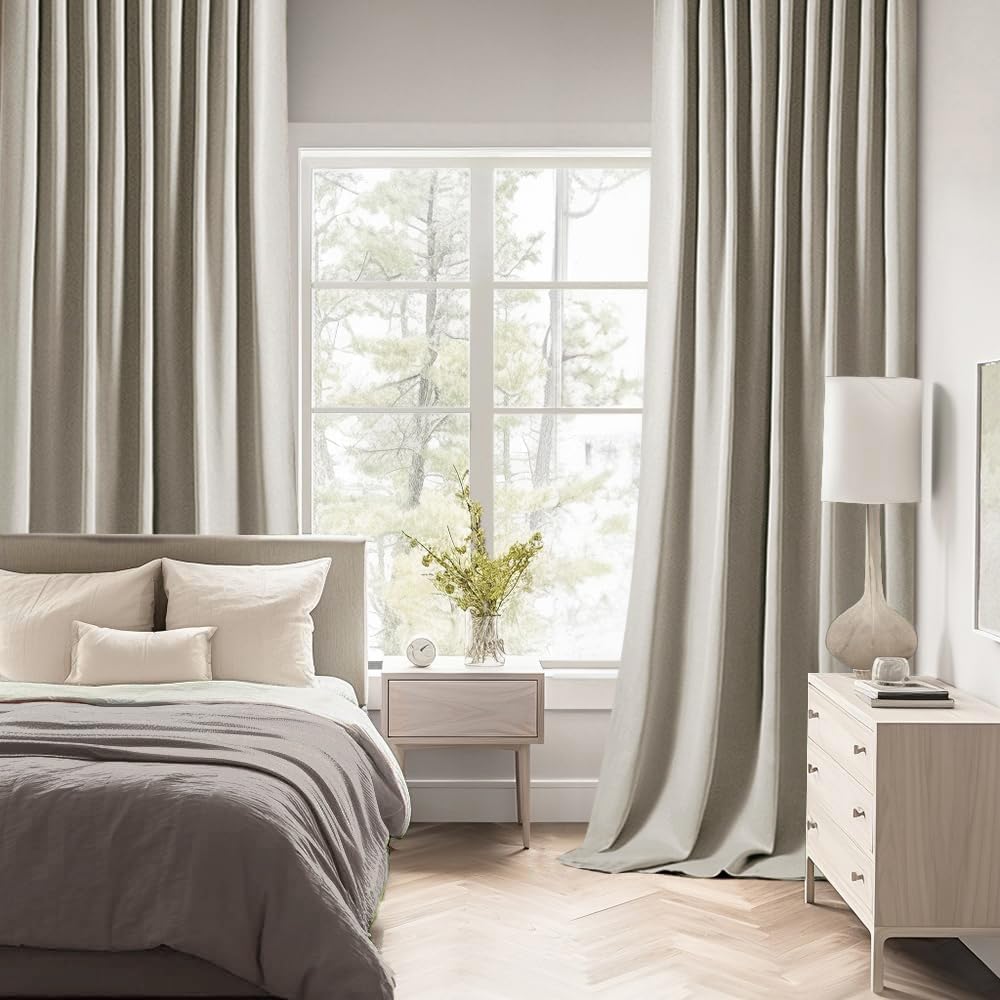 MIULEE Stone Back Tab Blackout Curtains 63 Inch Length 2 Panels Set for Living Room Bedroom Privacy, Rod Pocket/Pinch Pleat Thermal Insulated Room Darkening Pleated Light Blocking Drapes