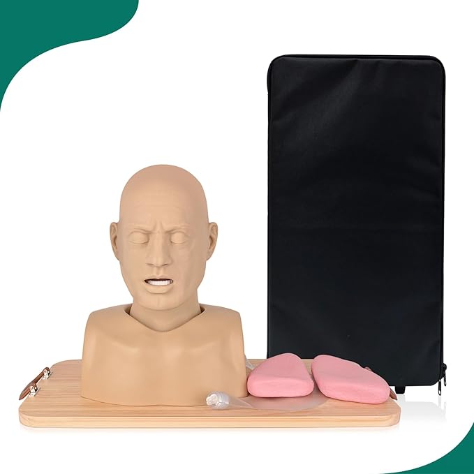 Adult Airway Management Trainer Kit, Intubation Manikin Head with Full-Featured Airway Simulation for EMS Training, Intubation & Ventilation
