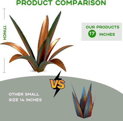 DIY Metal Agave Plant Art Yard Tequila Art Sculpture, Tequila Rustic Garden Sculpture Statue Outdoor Decor,Agave Metal Plants for Yard, Garden Lawn Ornaments (9 Leaves -Green)