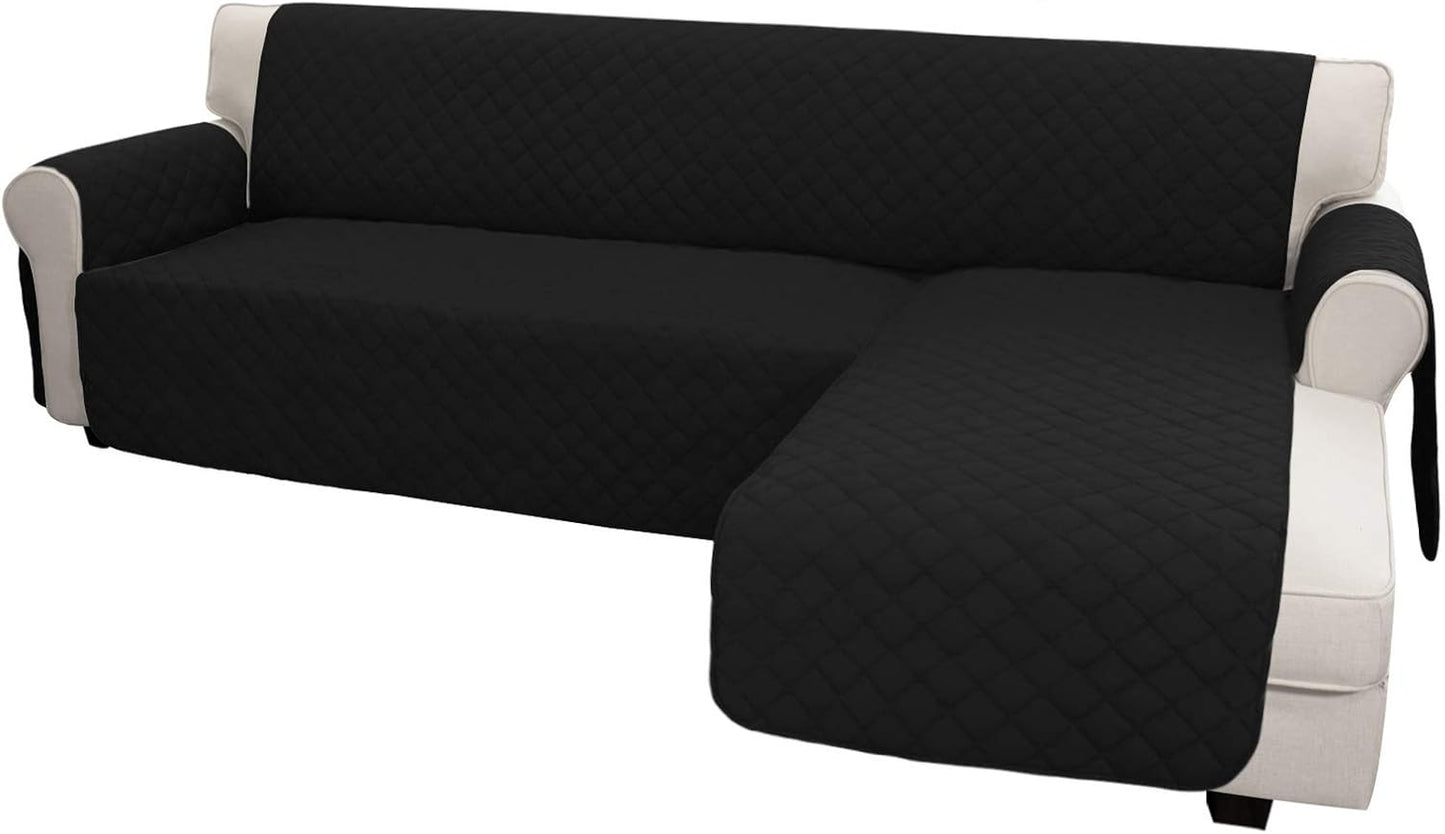 Easy-Going L Shape Sofa Slipcover - Reversible Sectional Couch Cover - Furniture Protector for Pets & Kids (Small, Black/Black)