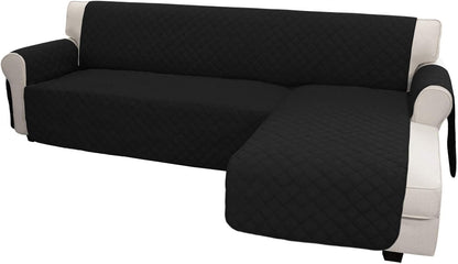 Easy-Going L Shape Sofa Cover - Chaise Lounge Slip Cover Reversible Sofa Protector for Pets, Kids & Furniture (X-Large, Black/Black)