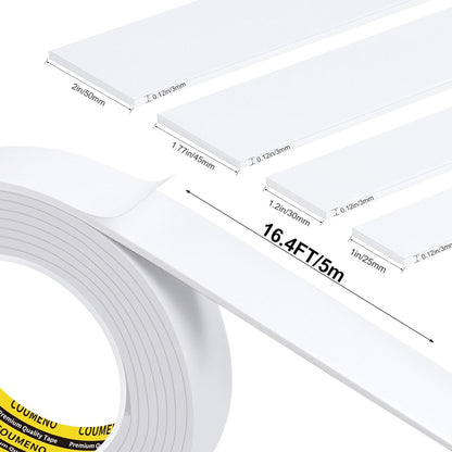 2 Pack Foam Tape 1.77inX16.4FT Sealing Strip Foam Pad Sponge Tape Window Weatherproof, Self-Adhesive Insulation Sealing White