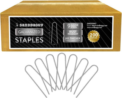 Sandbaggy Galvanized 6-Inch Landscape Staples ~ 9 Gauge Steel - Fabric Pins, Garden Earth Stakes, Ground Cover, Fence Anchors, Lawn Nails ~ Trusted by Organic Farmers Across The USA (200 Staples)