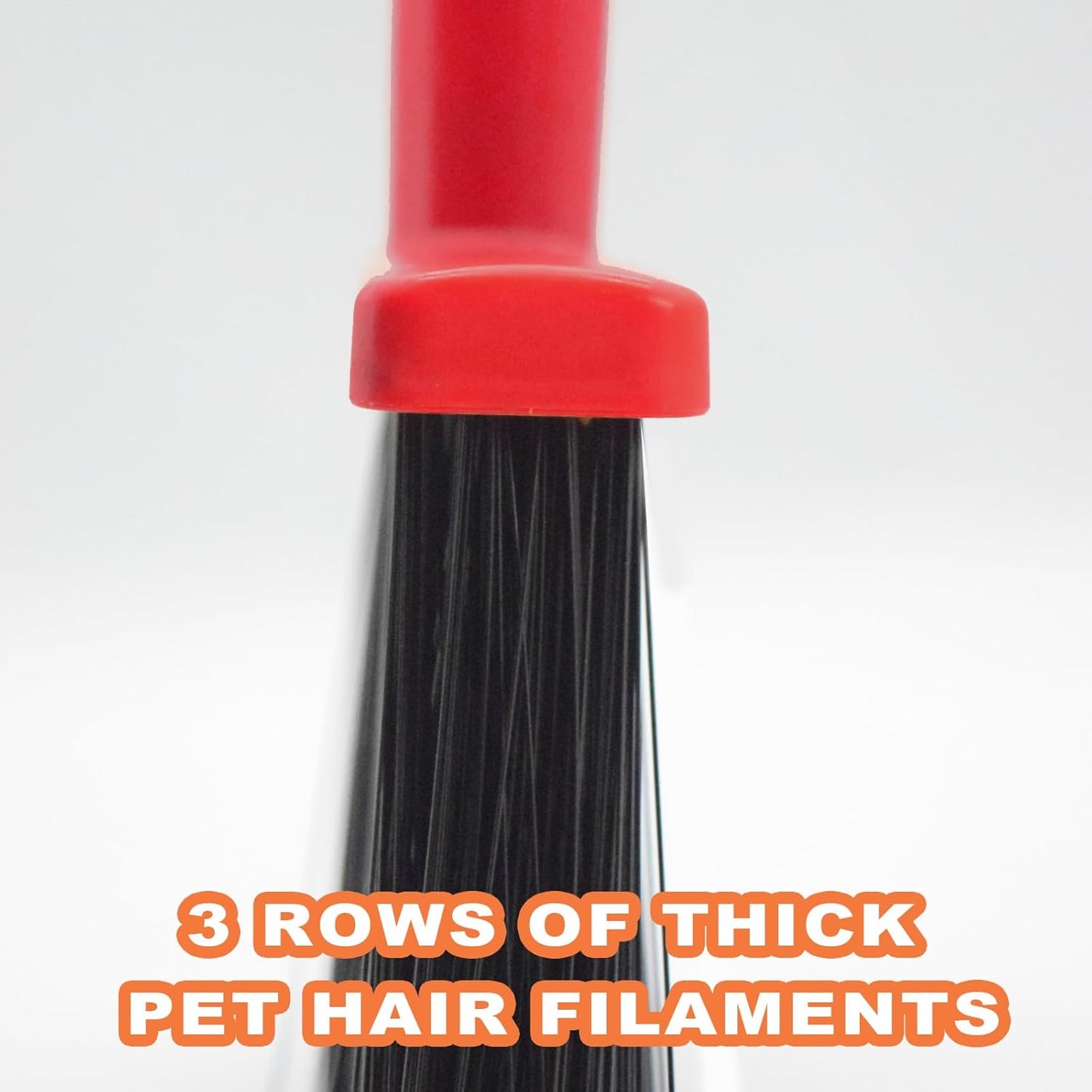 Small Broom Stiff Bristles Brush with Long Handle Indoor or Outdoor Compact Broom for Sweeping Patio Garage Garden,Deck,Concrete Floor,Bathroom (Red)