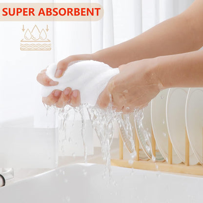 Homaxy 100% Cotton Waffle Weave Kitchen Dish Towels, Ultra Soft Absorbent Quick Drying Cleaning Towel, 13 x 28 Inches, 4-Pack, White