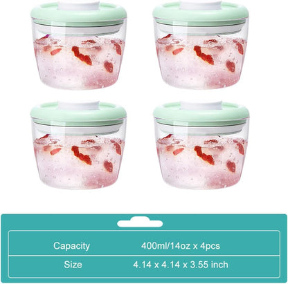Overnight Oats Containers with Lids,14oz 400ml Set of 4 Meal Prep Container, Airtight Leakproof Reusable Food Storage Containers,Pop-Top Lids Bowl for Leftovers,Glass-like Clarity Tritan Material