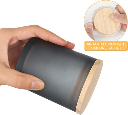 Thick Candle Jars for Making Candles 12 Pcs, 7 OZ Empty Jars with Wood Lids for Candle Making, Sample Container, Frosted Grey