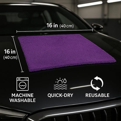 10 Pack Pak Details Edgeless Microfiber Towels for Cars | 16x16 Ultra-Soft, Scratch-Free & Lint-Free Car Detailing Microfiber Cloths for Buffing & Coating | Seamless Finish Auto Cleaning Cloths