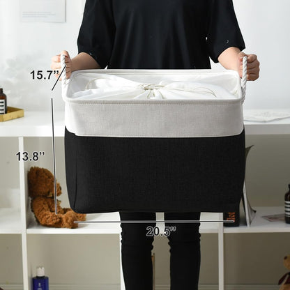 TheWarmHome Organization and Storage for Shelves - Extra Jumbo 3 Pack 20.5x15.7x13.8 inch Fabric Storage Basket for Organizing, Storage Bins for Shoes Towel Blanket (White & Black)