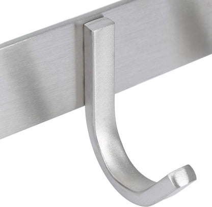 Towel Hook Rack Brushed Nickel 17-Inch Coat Hook Rail Wall Mounted with 7 Hooks, Durable Wall Hangers for Bedroom, Bathroom, Foyer, Hallway (304 Stainless Steel)