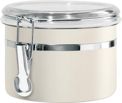 Oggi Stainless Steel Kitchen Canister 26 fl oz, Gray - Airtight Clamp Lid, Clear See-Thru Top - Ideal for Kitchen Storage, Food Storage, Pantry Storage. Size 5" x 3.5".
