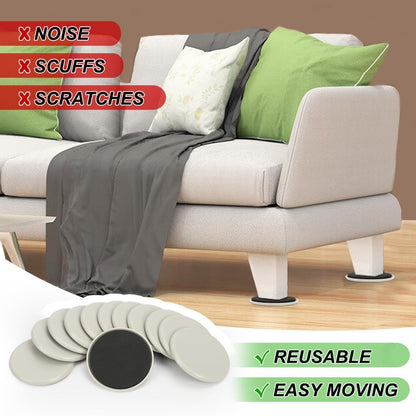 3-1/2 inches Furniture Sliders, 12pcs Furniture Glides for Easy Moving on Carpet Hardwood (Beige)