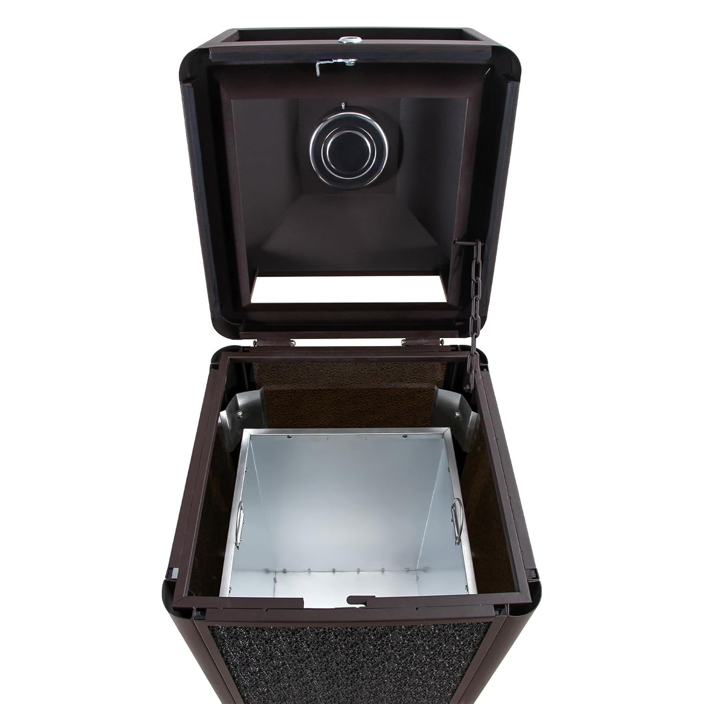 Square Waste Container with Dome Lid | Commercial Outdoor Garbage and Trash Container,Coffee 15 Gallon