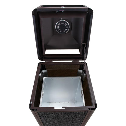 Square Waste Container with Dome Lid | Commercial Outdoor Garbage and Trash Container,Coffee 15 Gallon