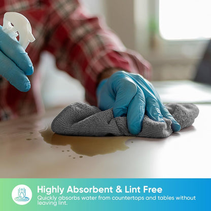 HOMEXCEL Grey Microfiber Cleaning Cloth, 24 Pack Cleaning Towels for Kitchen, Lint Free, Scratch-Free, Highly Absorbent, and Reusable Cleaning Rags for House, Window and Glass, Cars, 11.5 X11.5 inch