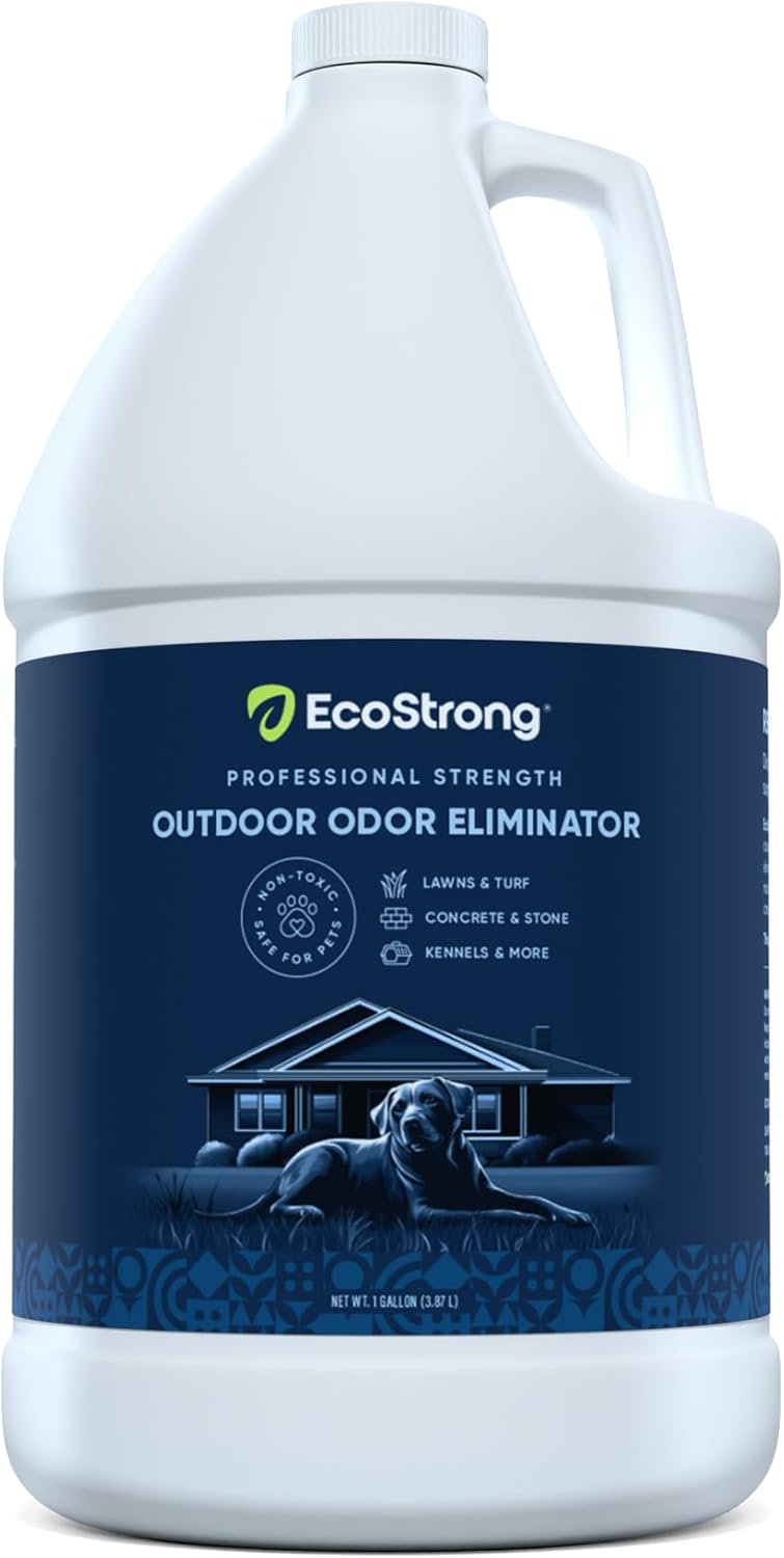 Eco Strong Outdoor Odor Eliminator Outside Dog Urine Enzyme Cleaner Powerful Pet, Cat, Animal Scent Deodorizer | Professional Strength for Yard, Turf, Kennels, Patios, Decks (128 OZ)